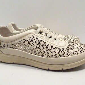 Pikolinos Leather Shoes Women 40 US 9-9.5 Cream Sneaker Slip On Lace up Ivory